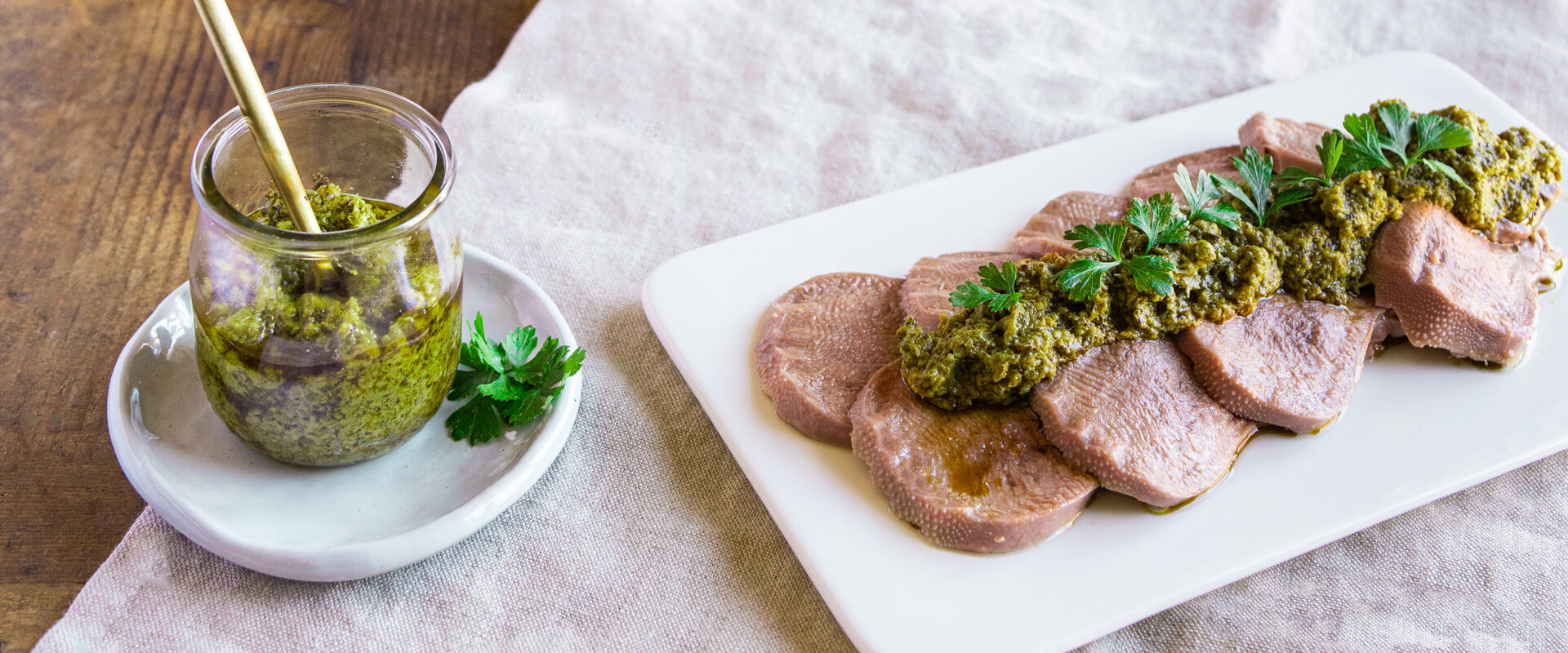 Preparazione della lingua in salsa verde